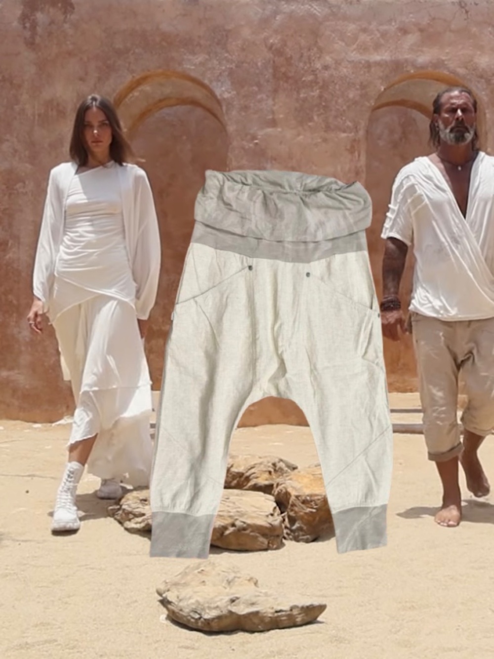 PSYLO Fashion Bali Cyber Punk Burning Man vibe Linen crop pants drop crotch
